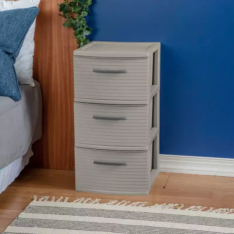 Cassettiera media a 3 cassetti grigio scuro - Brightroom™: Cassetti portaoggetti in plastica, Contenitore universale portatile, Nessun assemblaggio richiesto