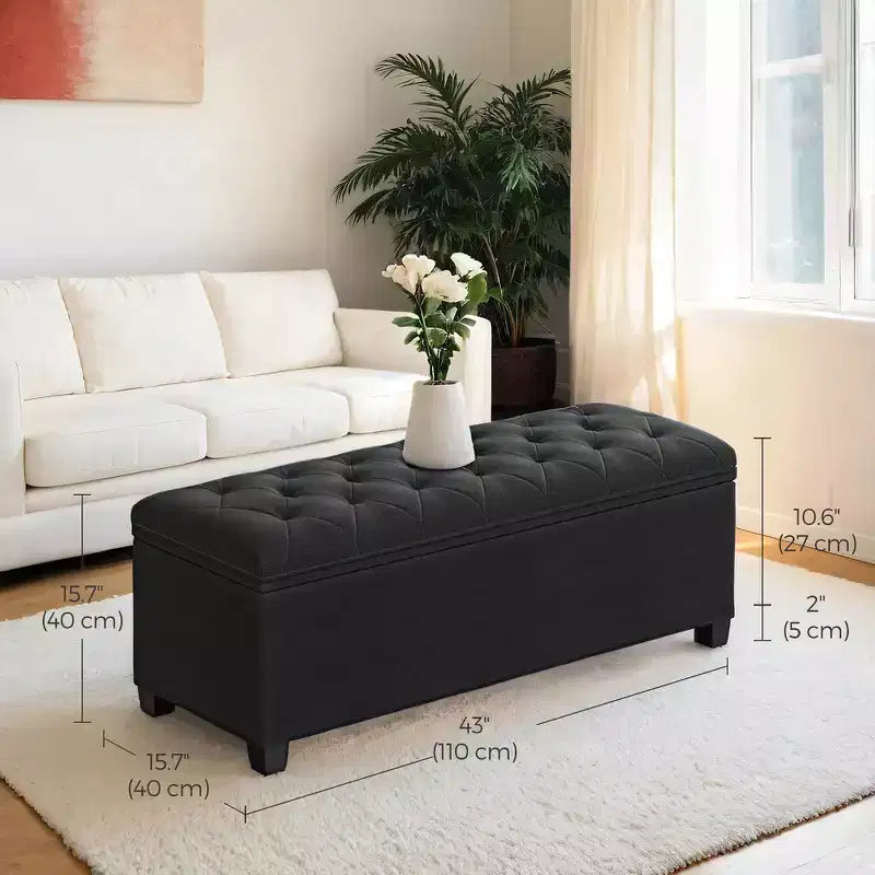 LEDREM 43.3 Panca Contenitore, Poggiapiedi con Gambe, Pouf Contenitore, Panca Rettangolare per Fondo Letto, Baule Contenitore, Carico fino a 300 kg, Robusta