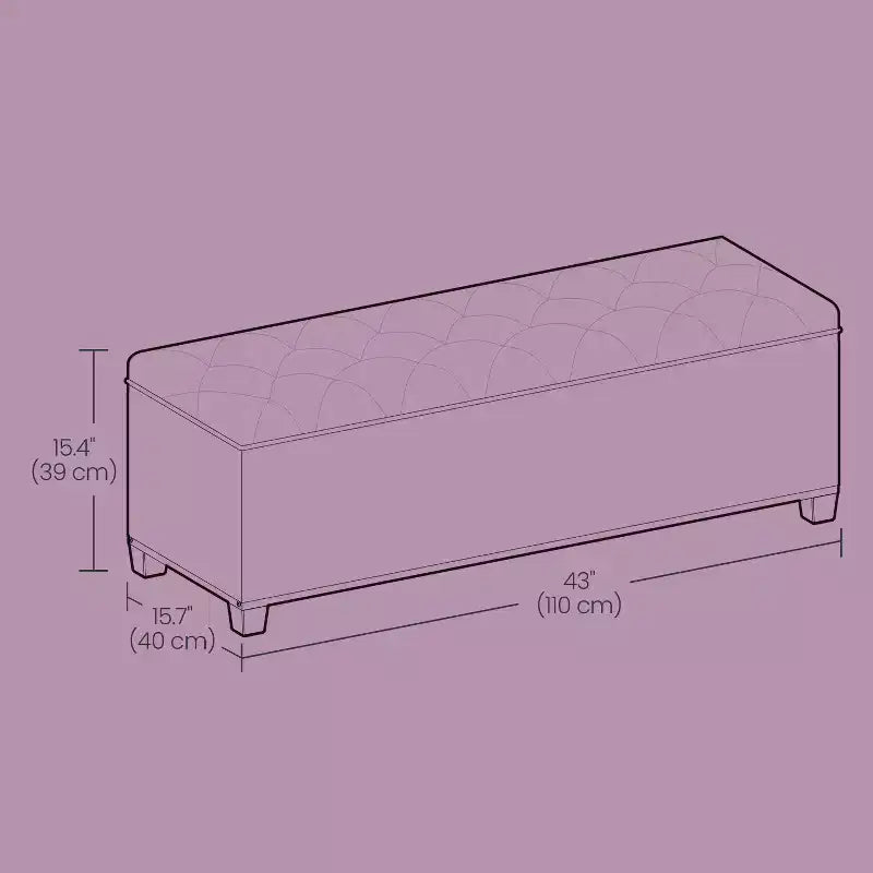 LEDREM 43.3 Panca Contenitore, Poggiapiedi con Gambe, Pouf Contenitore, Panca Rettangolare per Fondo Letto, Baule Contenitore, Carico fino a 300 kg, Robusta