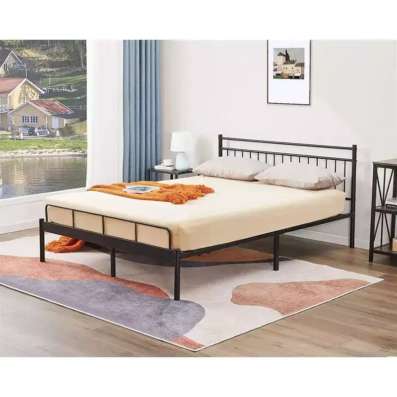 Luna Steel Modern Full Bed Frame, Struttura Nera per Materasso a Una Piazza e Mezza