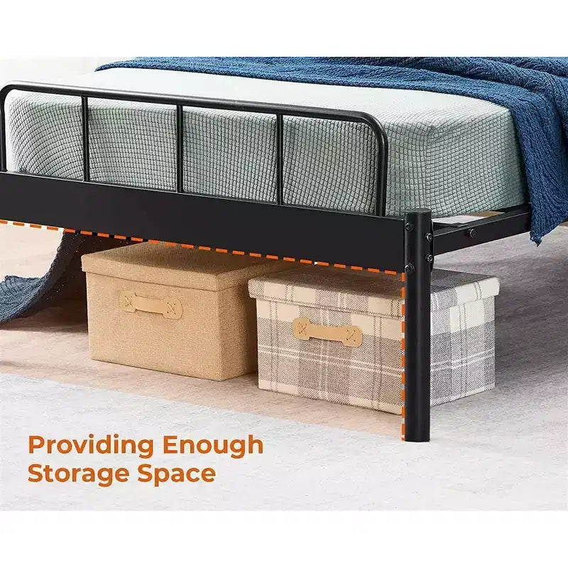 Luna Steel Modern Full Bed Frame, Struttura Nera per Materasso a Una Piazza e Mezza