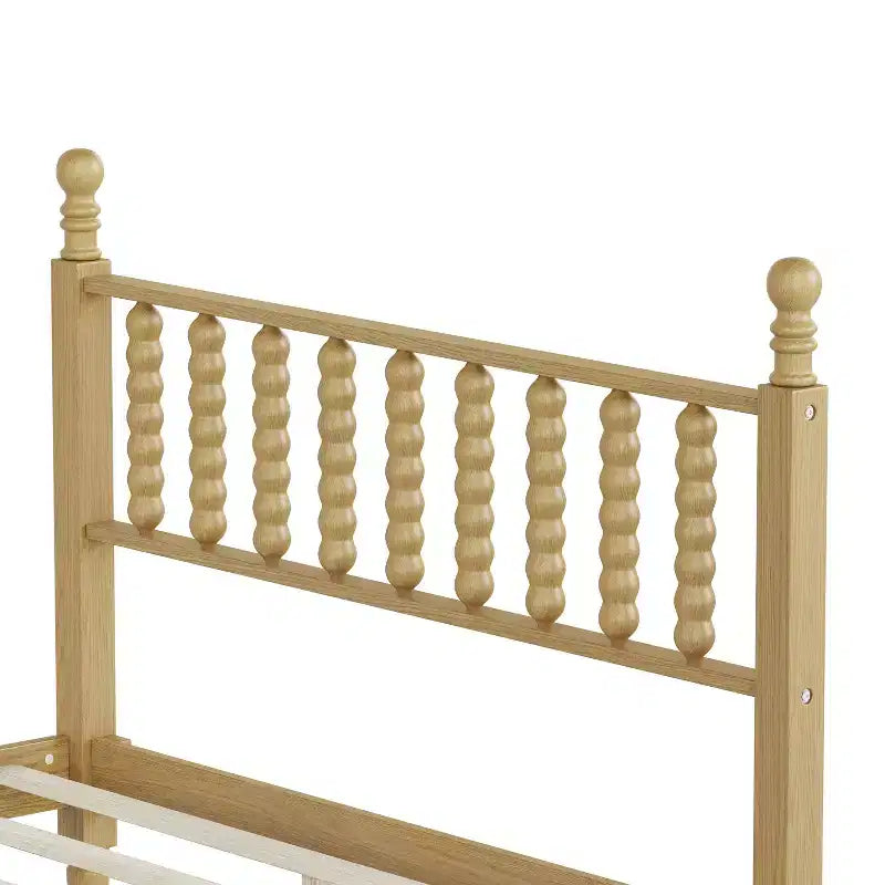 Letto a piattaforma in legno Full/King Size con testiera a zucca, telaio del letto in stile retrò, nessuna rete a molle richiesta, noce/naturale