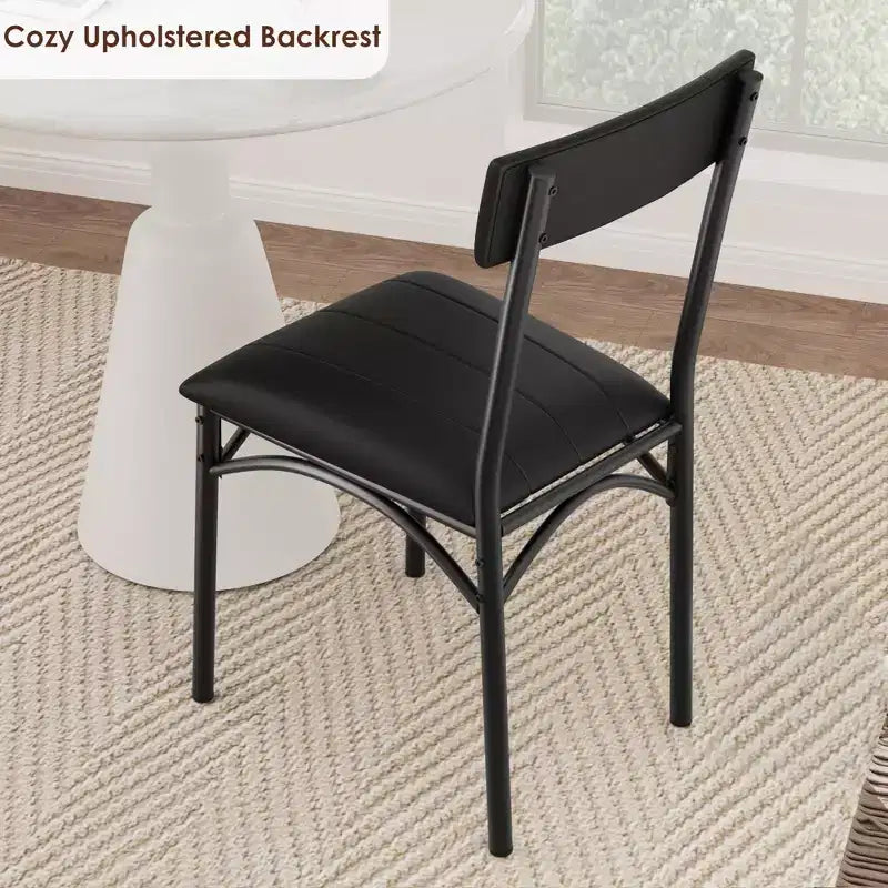 Set di 4 sedie da pranzo, sedie da cucina in pelle PU, set di sedie da pranzo imbottite, sedia nera per vari tavoli, cucina, appartamento