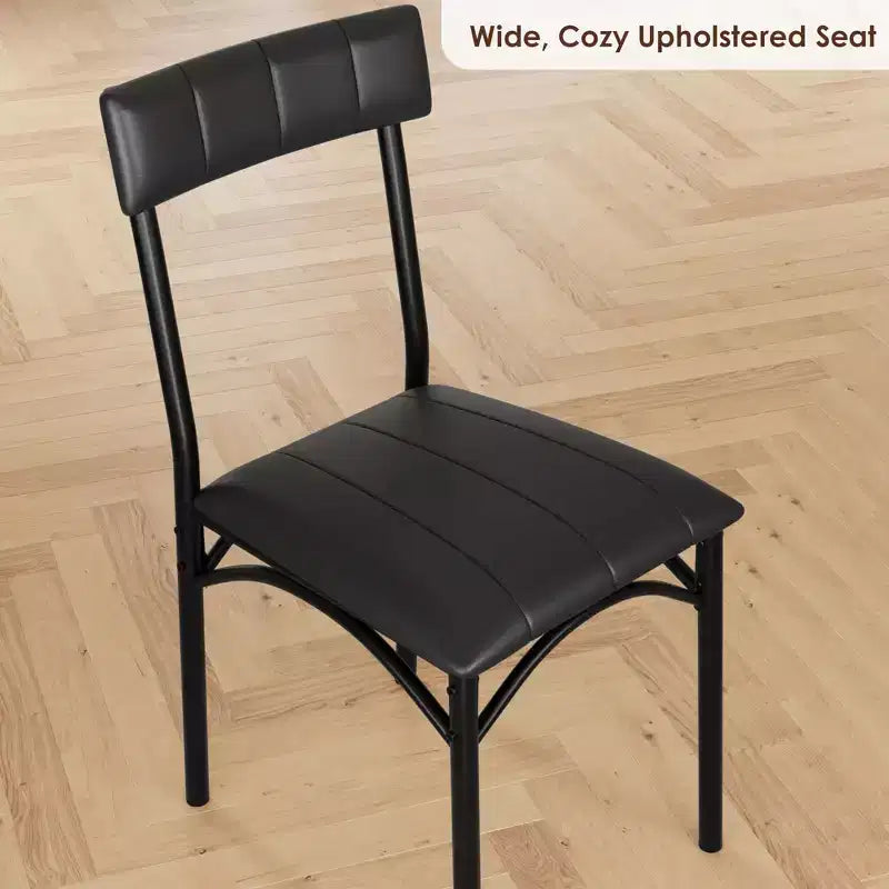 Set di 4 sedie da pranzo, sedie da cucina in pelle PU, set di sedie da pranzo imbottite, sedia nera per vari tavoli, cucina, appartamento