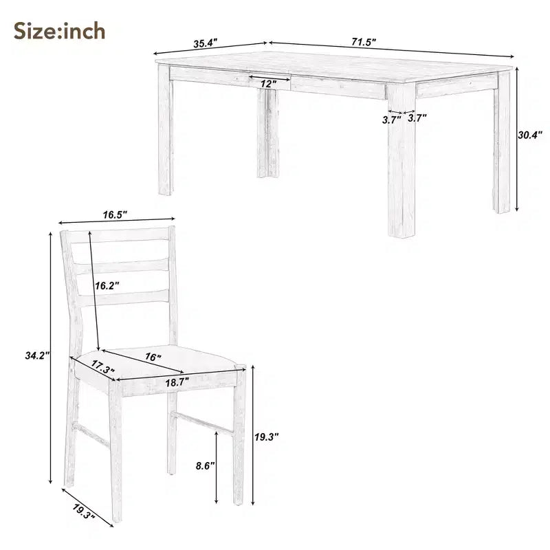 Set da pranzo Louisa 7 pezzi allungabile in legno con sedie imbottite