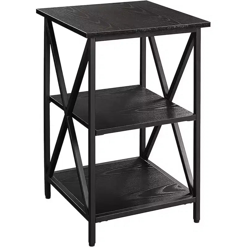 Tavolino Belmont in vetro con ripiano, lati in vetro temperato, piano spazioso e ripiano inferiore per libri e accessori