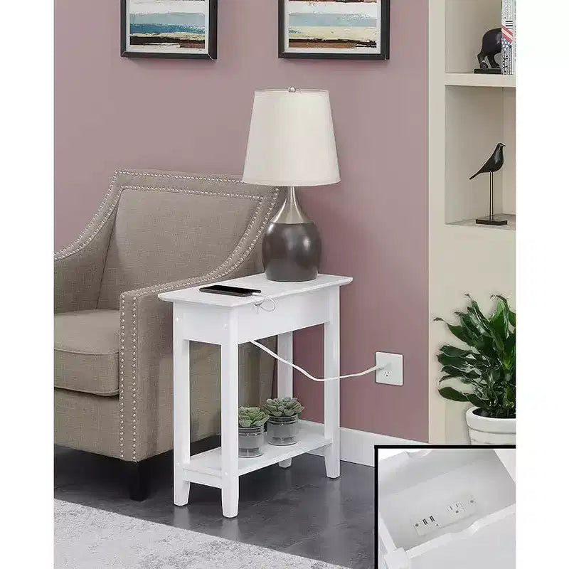 Tavolino Belmont Slim Flip Top con vano portaoggetti nascosto, stazione di ricarica integrata, porte USB e foro per la gestione dei cavi
