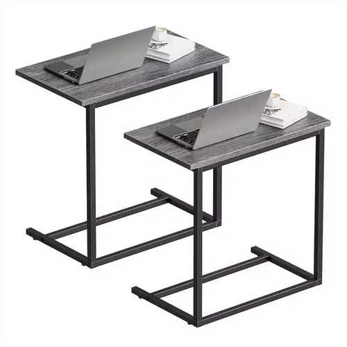 2 PCS C Shaped End Table, Side Table for Couch Slide Under, C Table Sofa Side End Table for Living Room 27 inches High, Laptop desk, coffee table