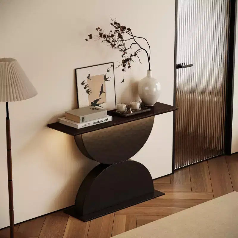 Console tavolo Avrit Modern 47'' a doppia semicircolare con base testurizzata a martello 3D