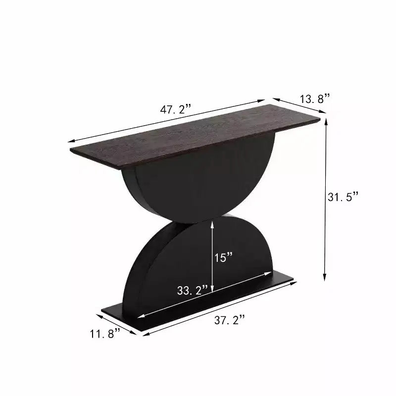 Console tavolo Avrit Modern 47'' a doppia semicircolare con base testurizzata a martello 3D