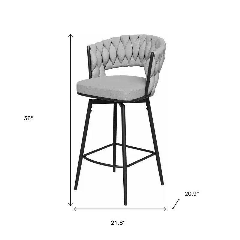 Set di due sgabelli da bar girevoli da 26 pollici in tessuto grigio e nero e metallo, altezza bancone