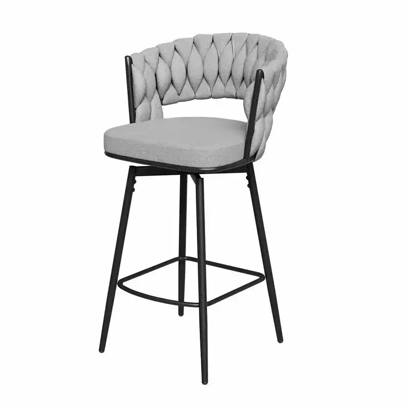 Set di due sgabelli da bar girevoli da 26 pollici in tessuto grigio e nero e metallo, altezza bancone