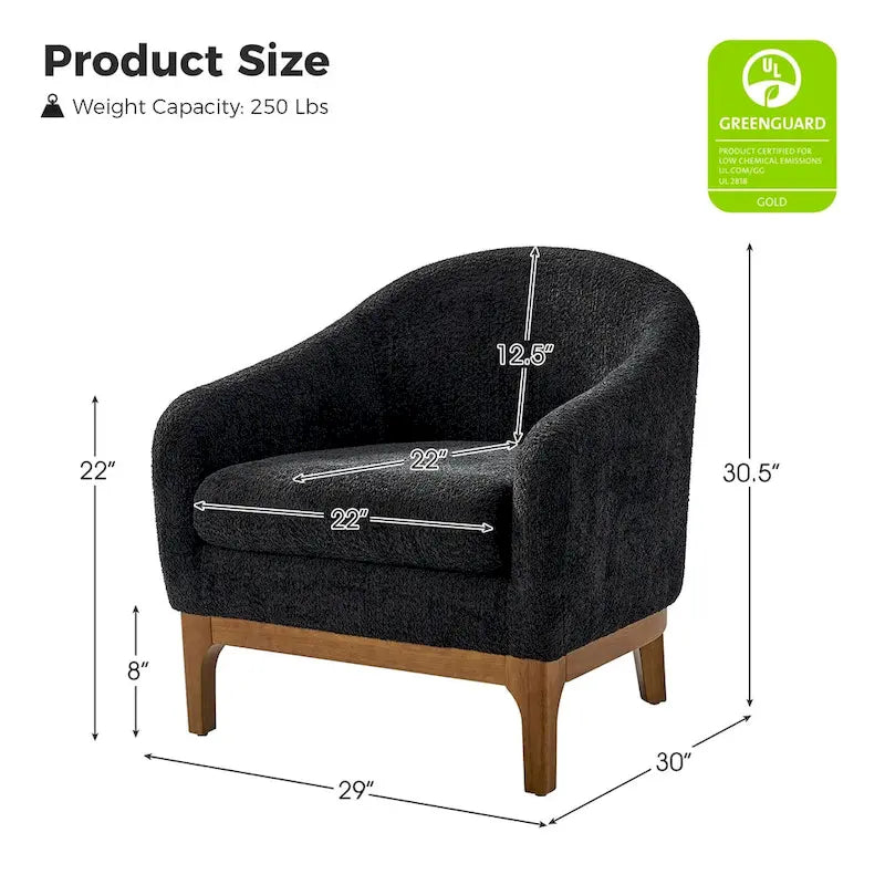 Poltrona a botte Augus Modern Boucle con gambe in legno massello di HULALA HOME