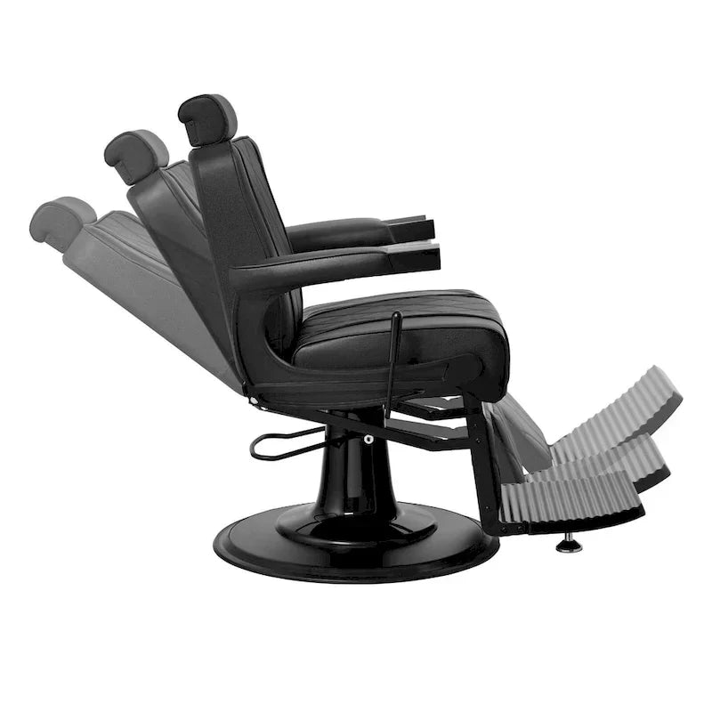 Poltrona da Barbiere Reclinabile Resistente, Nera
