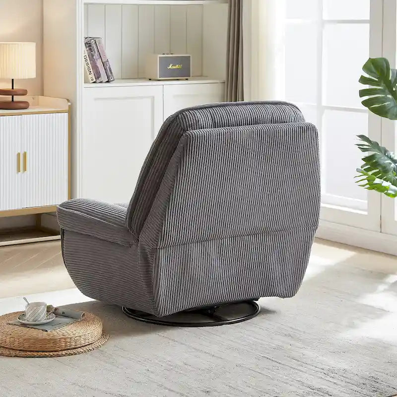 Poltrona reclinabile girevole in velluto a coste, poggiapiedi per soggiorno