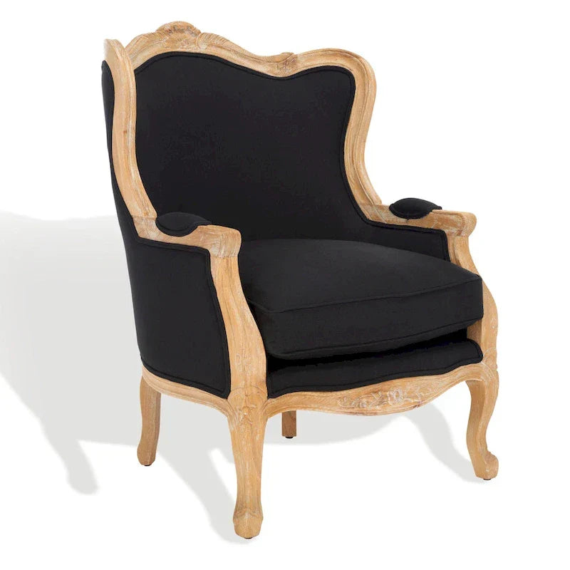 Poltrona con orecchioni Kali Oak in lino naturale - 34Lx34Px40H