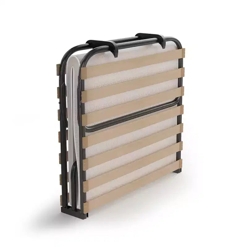 Letto Pieghevole con Materasso Memory Foam, Rete in Metallo e Doghe in Legno, Prodotto in Italia