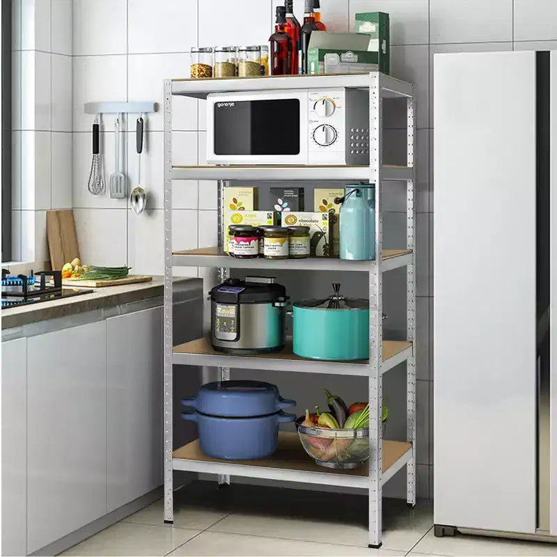 3 SCAFFALI DA GARAGE A 5 RIPIANI, RESISTENTI, IN ACCIAIO DA 183 CM, REGOLABILI, COLORE ARGENTO/BLU