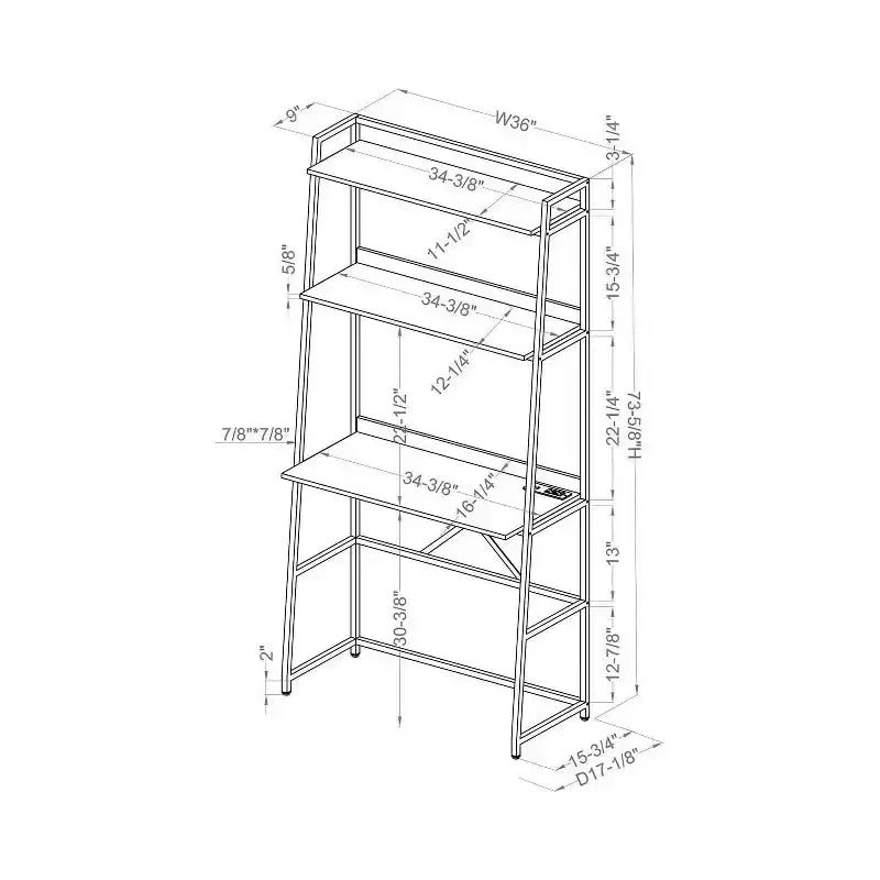 Scrivania con Libreria e Presa USB
