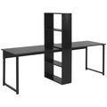 HOMCOM 88 Extra Long 2-Person Computer Desk with Storage Shelves Combo, Double Workstation Storage Study Writing Table for Home Office, Bookshelf