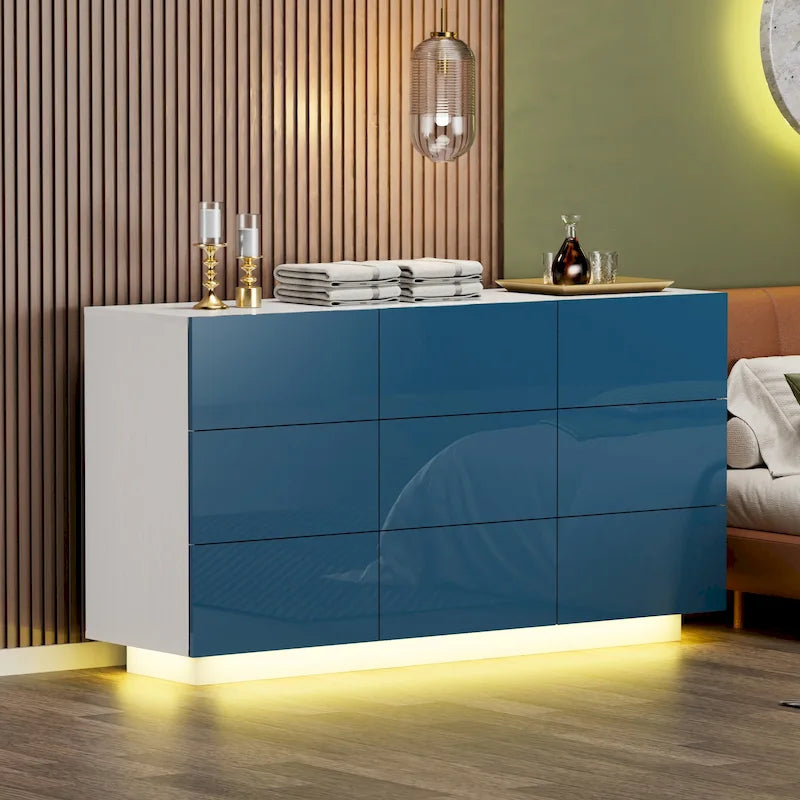Cassettiera a 9 cassetti per camera da letto con luce