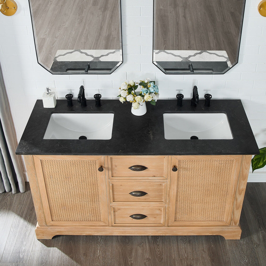 Mobile bagno Hervas con top in marmo naturale senza specchio