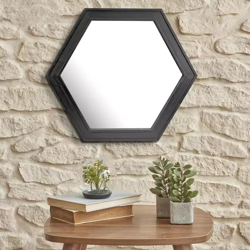 Specchio decorativo esagonale in legno - Collezione Stonebriar