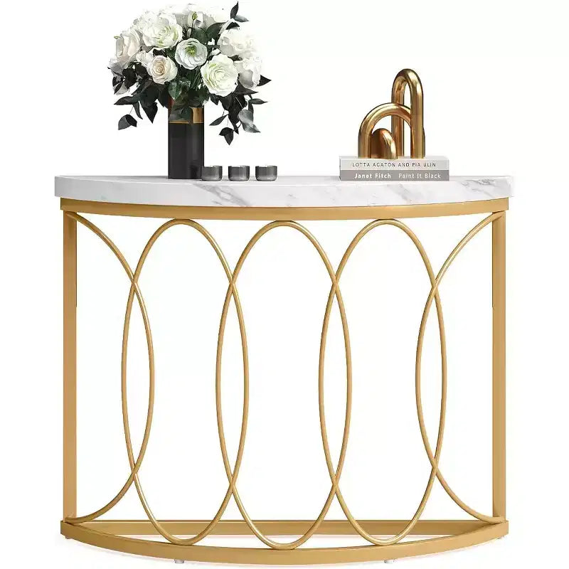 Tribesigns Half Moon Console Table, Modern Semi Circle Sofa Table