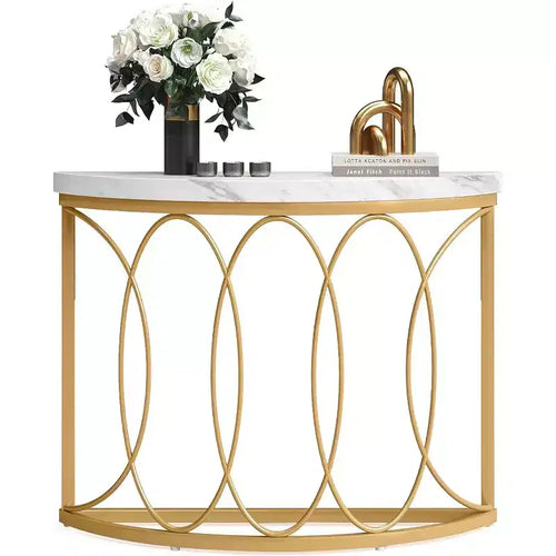 Tribesigns Half Moon Console Table, Modern Semi Circle Sofa Table