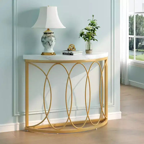 Console demi-lune, Table de canapé moderne semi-circulaire