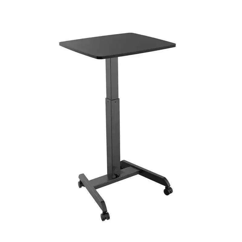Scrivania per laptop su ruote regolabile in altezza | 60 x 52 cm | Carrello workstation mobile per seduti o in piedi con sollevamento a molla pneumatica | Nero