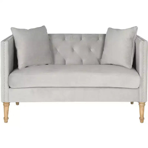 Sarah Settee W/ Throw Pillow - FOX6206 - Grey - Safavieh Couture