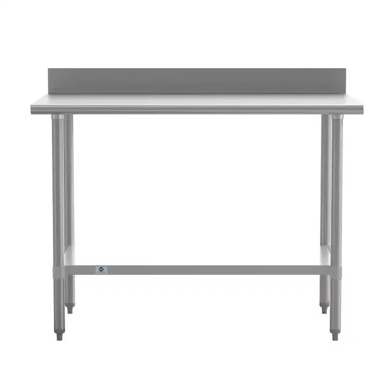 Flash Furniture Reese Tavolo da Lavoro e Preparazione da Cucina in Acciaio Inossidabile 430 di Grado Commerciale, Calibro 18, Certificato NSF con Ripiano Regolabile e Alzatina
