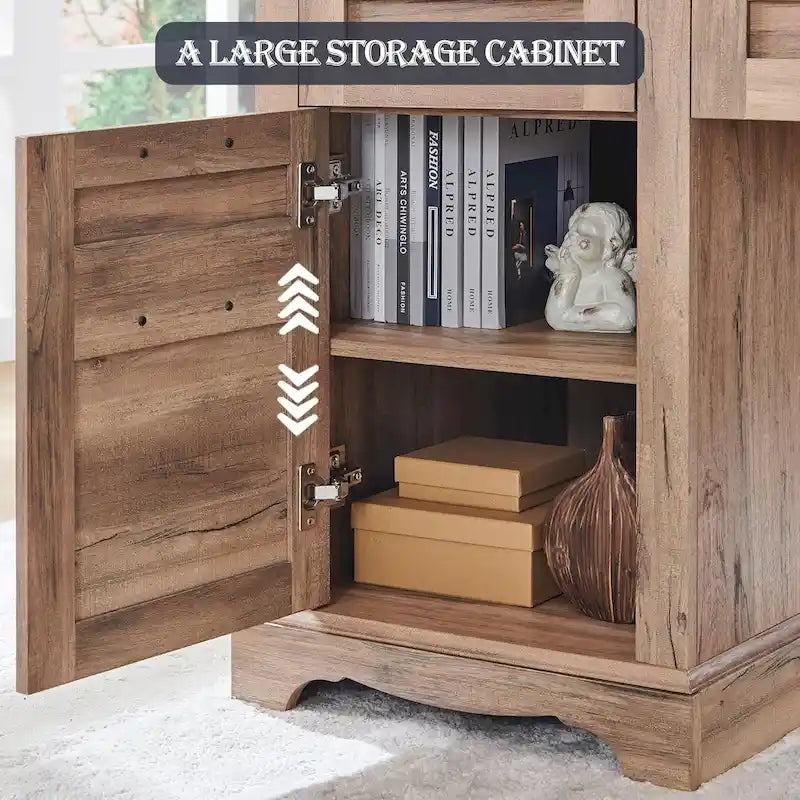 60 Scrivania Direzionale a L da Fattoria, Scrivania ad Angolo in Legno, Scrivania per Computer