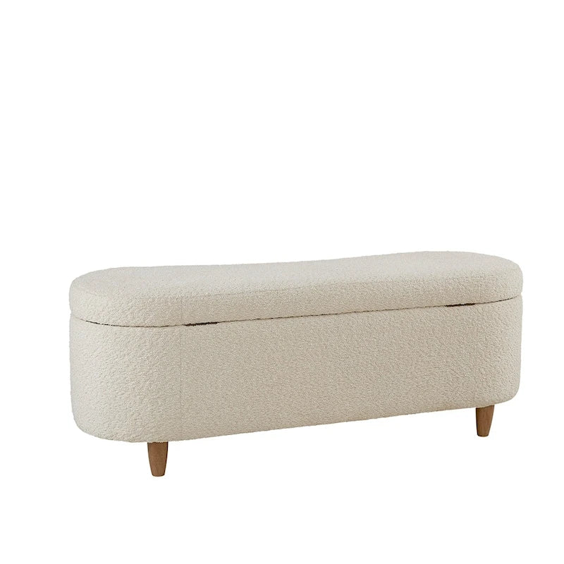 Panca contenitore INK+IVY Bailey, tortora in bouclé, con piano apribile a ribalta