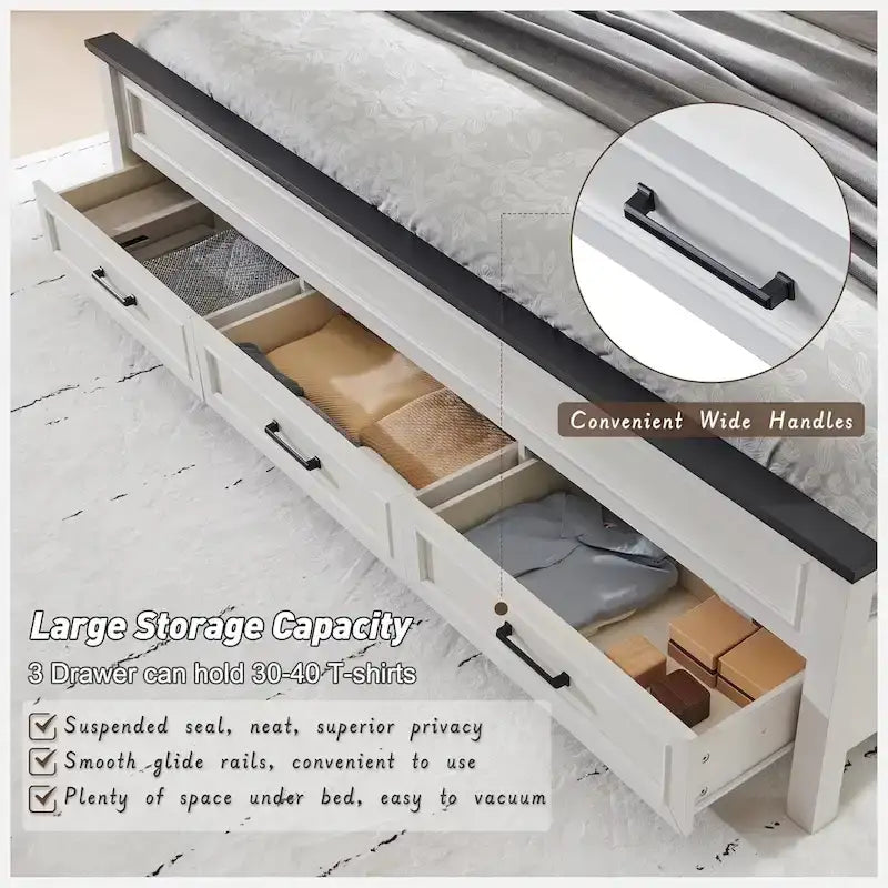 Struttura Letto Matrimoniale King Size in Legno Stile Rustico con Testiera, Base a Piattaforma